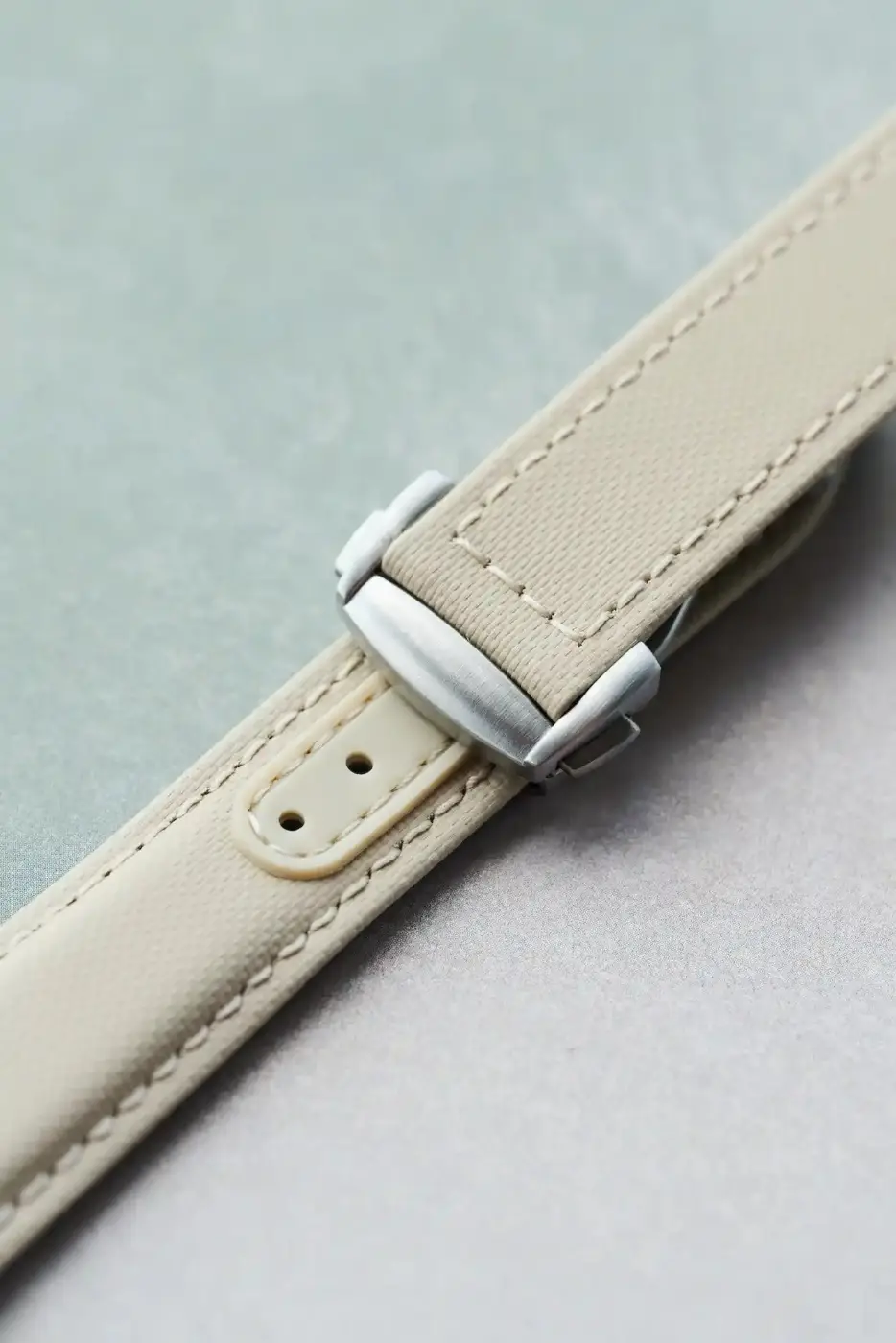 Omega-Style Deployant Sailcloth Watch Strap - Sandstone - Image 4