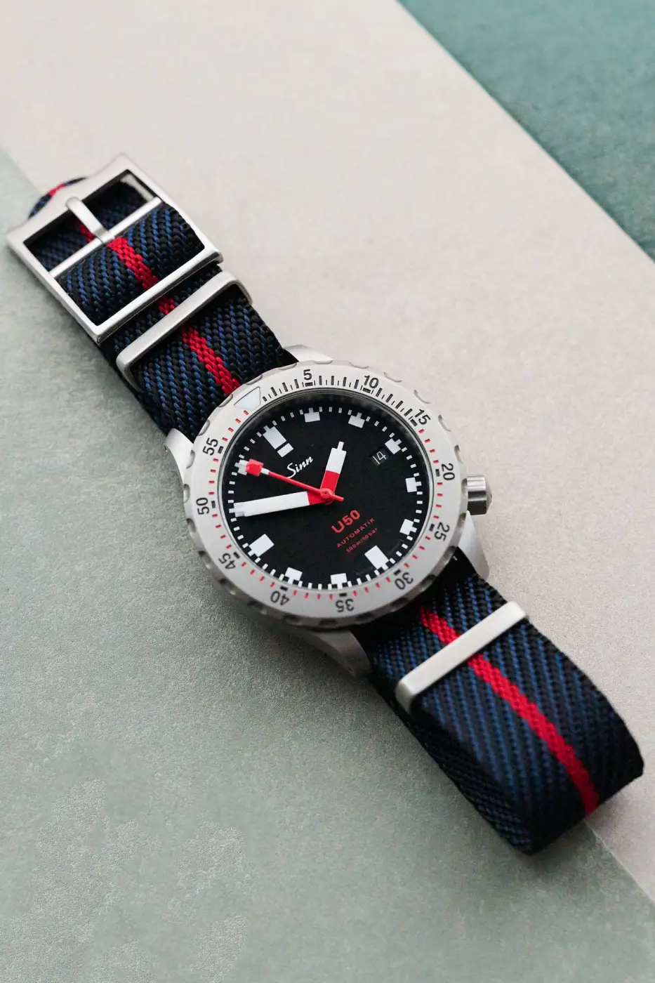 Woven Nylon Single Pass Strap - Navy Blue & Red - Image 2
