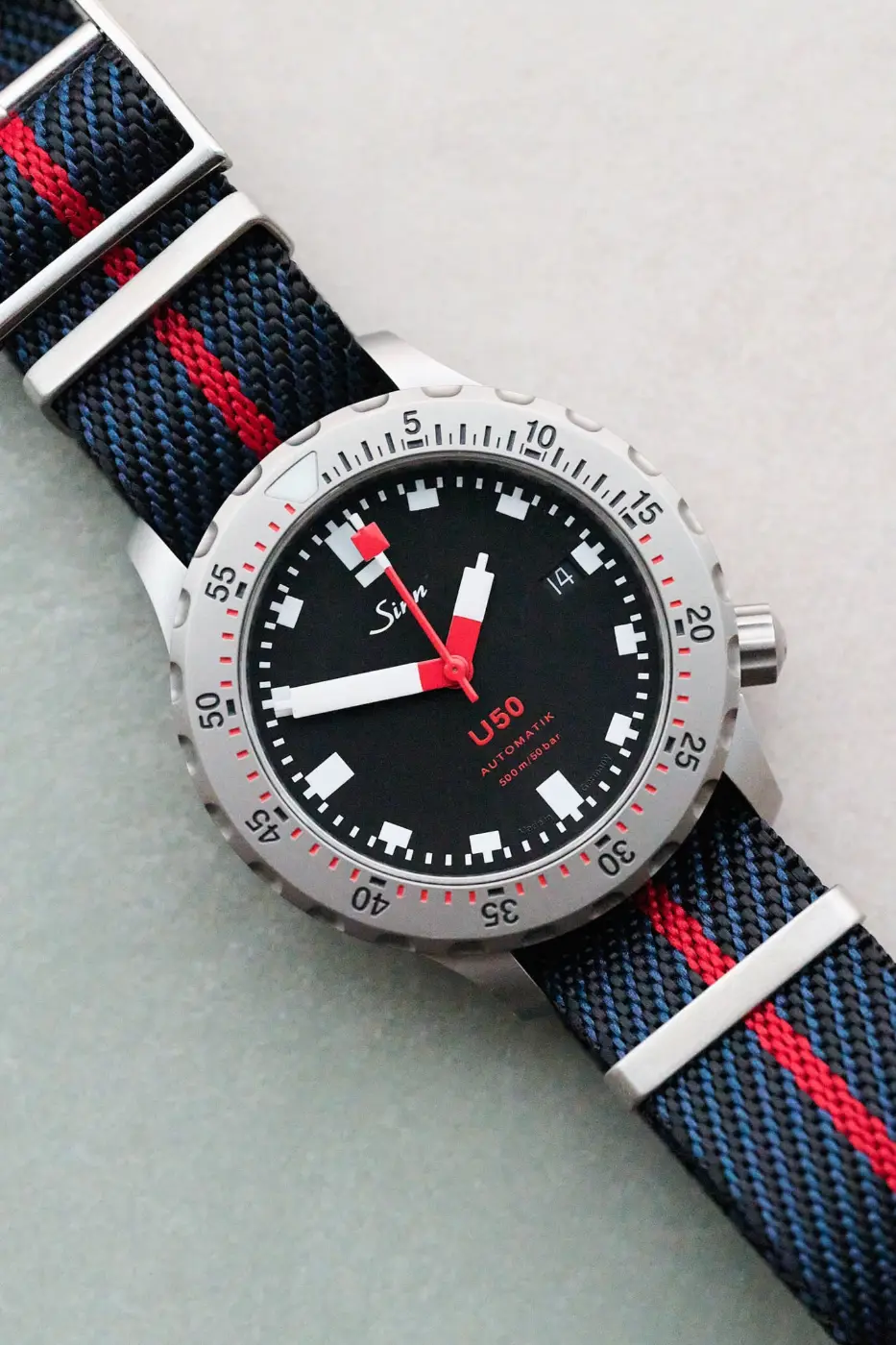 Woven Nylon Single Pass Strap - Navy Blue & Red - Image 3