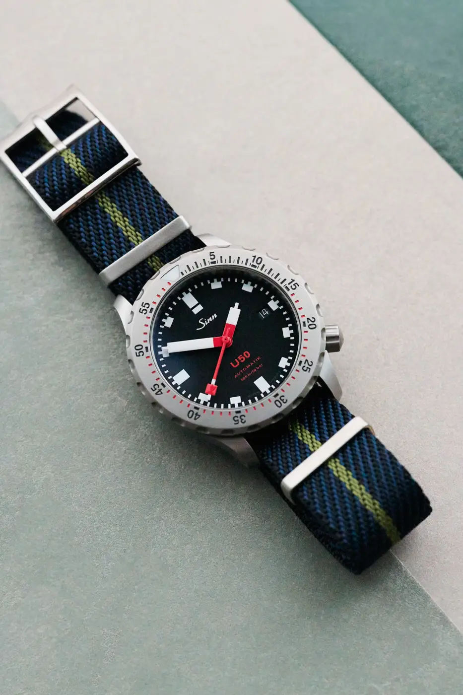 Woven Nylon Single Pass Strap - Navy, Black & Green - Image 2