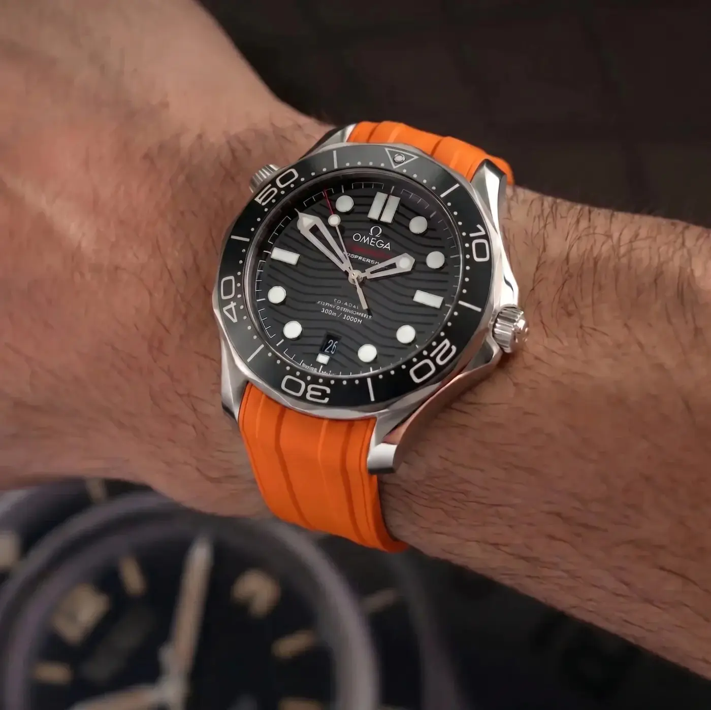 Omega Seamaster 300 Katlanır Toka Kauçuk Kayış - Turuncu - Image 2