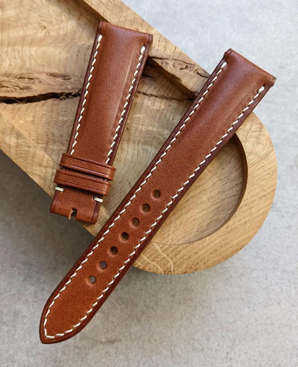 Buttero Klasik Dolgulu Dana Derisi Kayış - Chestnut ile Krem Dikiş - Image 3